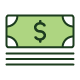 Dollar bill with three lines underneath